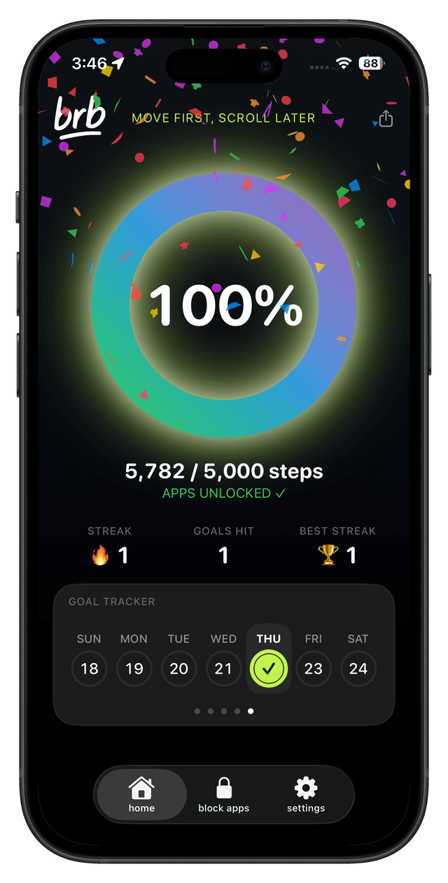 brb app interface on iPhone