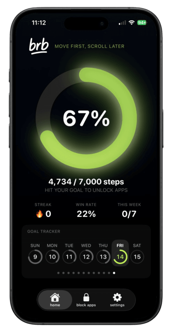 brb app interface on iPhone